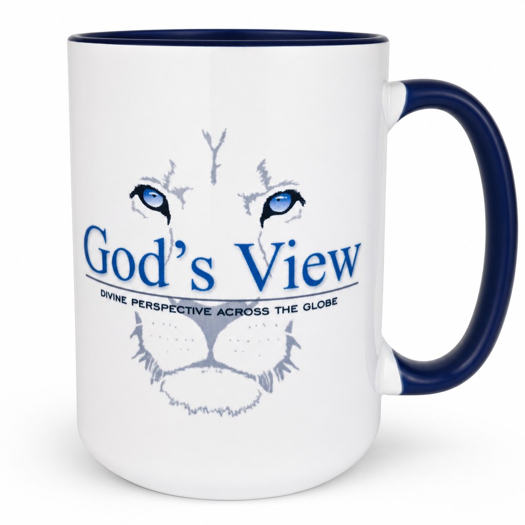 God's View Coffee Mug — Blue & White (15 oz)