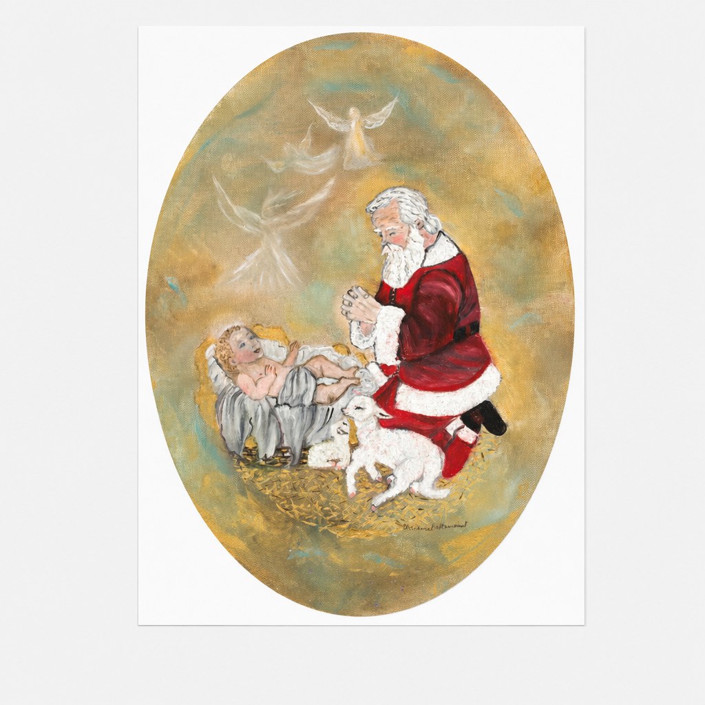 Santa Bowing to Jesus — Prophetic Art